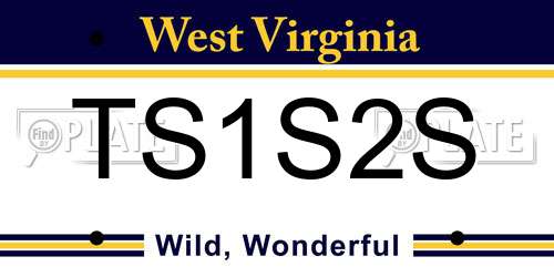 TS1S2S West Virginia License Plate