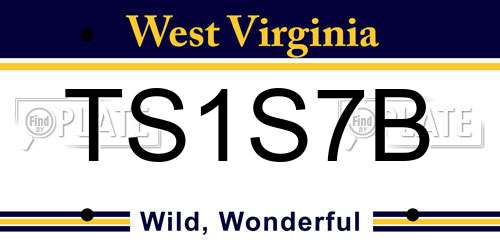 TS1S7B West Virginia License Plate