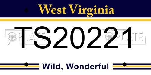 TS20221 West Virginia License Plate