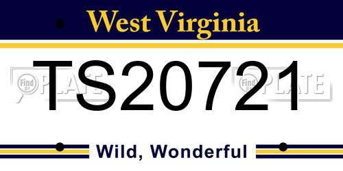 TS20721 West Virginia License Plate