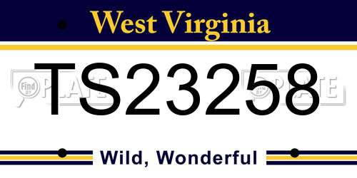 TS23258 West Virginia License Plate