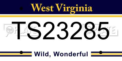 TS23285 West Virginia License Plate