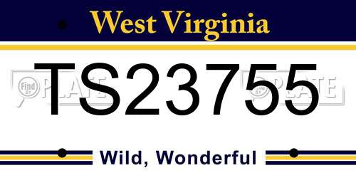 TS23755 West Virginia License Plate
