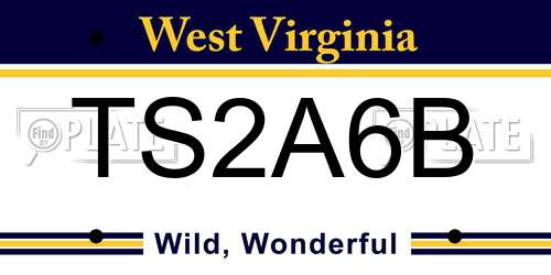 TS2A6B West Virginia License Plate