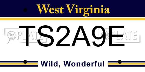 TS2A9E West Virginia License Plate
