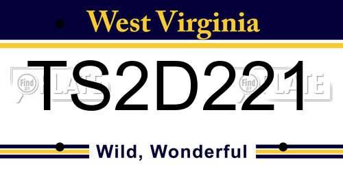 TS2D221 West Virginia License Plate