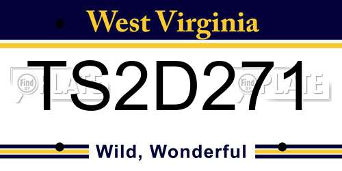 TS2D271 West Virginia License Plate