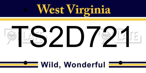 TS2D721 West Virginia License Plate