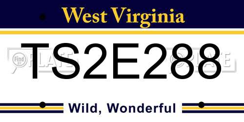 TS2E288 West Virginia License Plate
