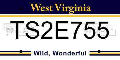 TS2E755 West Virginia License Plate