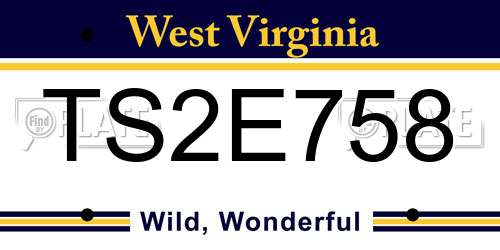 TS2E758 West Virginia License Plate