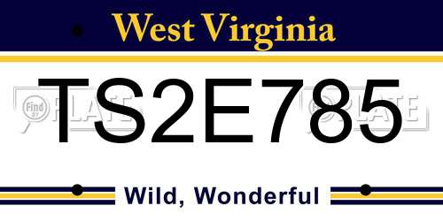 TS2E785 West Virginia License Plate
