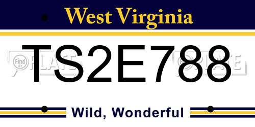 TS2E788 West Virginia License Plate