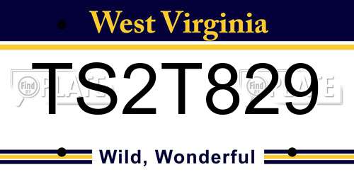 TS2T829 West Virginia License Plate