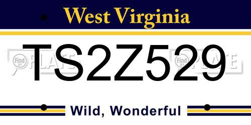 TS2Z529 West Virginia License Plate