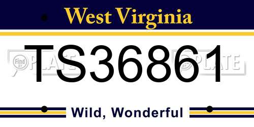 TS36861 West Virginia License Plate