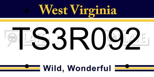 TS3R092 West Virginia License Plate