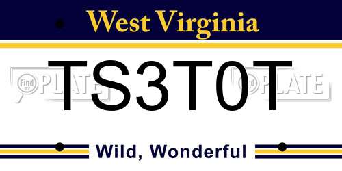 TS3T0T West Virginia License Plate