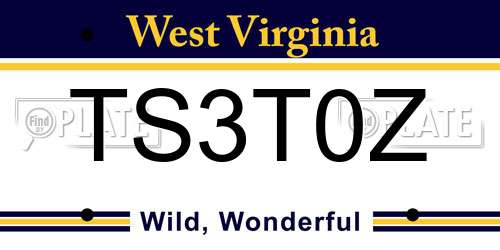 TS3T0Z West Virginia License Plate