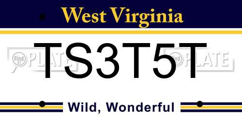 TS3T5T West Virginia License Plate