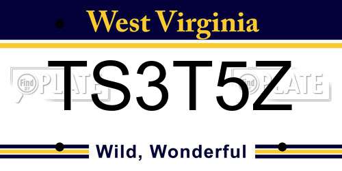TS3T5Z West Virginia License Plate