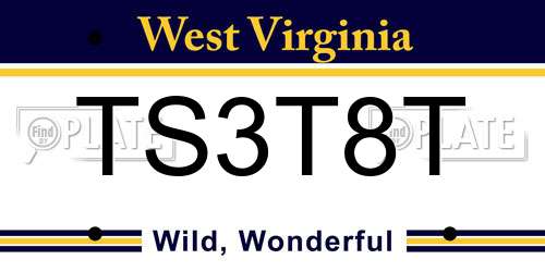 TS3T8T West Virginia License Plate