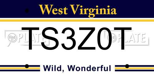 TS3Z0T West Virginia License Plate