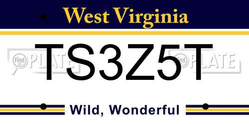 TS3Z5T West Virginia License Plate