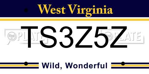 TS3Z5Z West Virginia License Plate