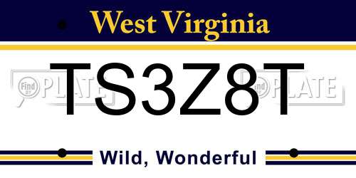 TS3Z8T West Virginia License Plate