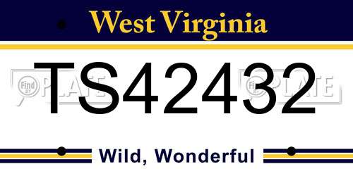 TS42432 West Virginia License Plate