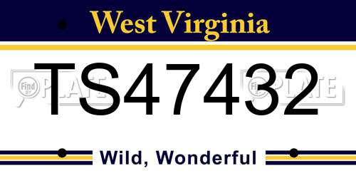 TS47432 West Virginia License Plate