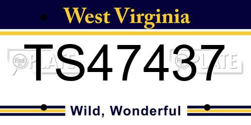 TS47437 West Virginia License Plate