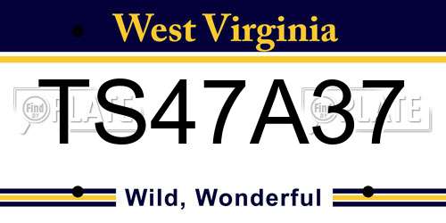 TS47A37 West Virginia License Plate