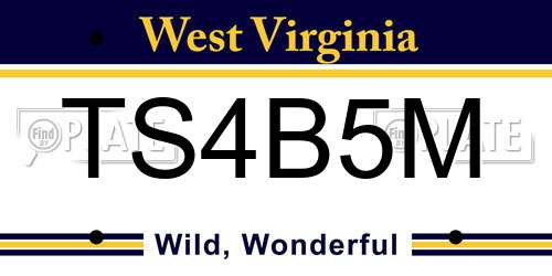 TS4B5M West Virginia License Plate