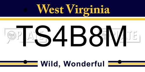 TS4B8M West Virginia License Plate