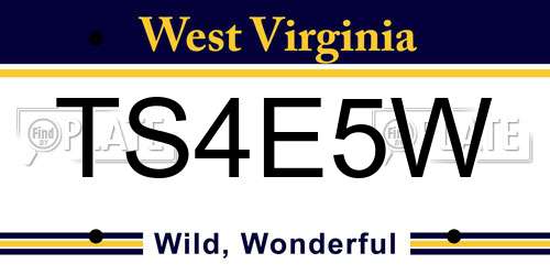 TS4E5W West Virginia License Plate