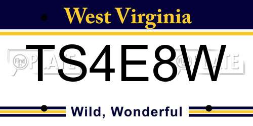 TS4E8W West Virginia License Plate