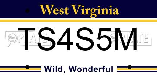TS4S5M West Virginia License Plate