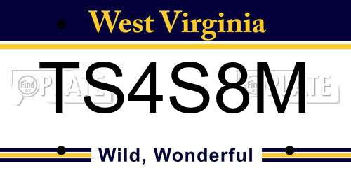 TS4S8M West Virginia License Plate