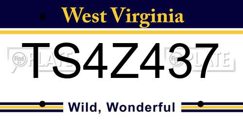 TS4Z437 West Virginia License Plate