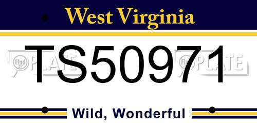 TS50971 West Virginia License Plate