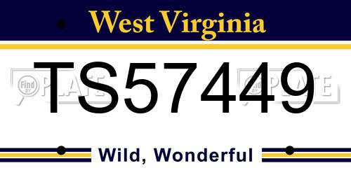 TS57449 West Virginia License Plate