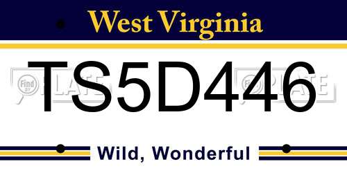 TS5D446 West Virginia License Plate