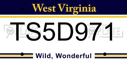 TS5D971 West Virginia License Plate