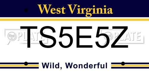 TS5E5Z West Virginia License Plate