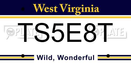 TS5E8T West Virginia License Plate