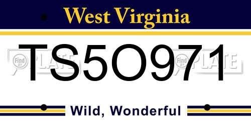 TS5O971 West Virginia License Plate