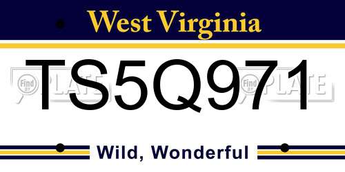 TS5Q971 West Virginia License Plate