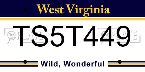 TS5T449 West Virginia License Plate